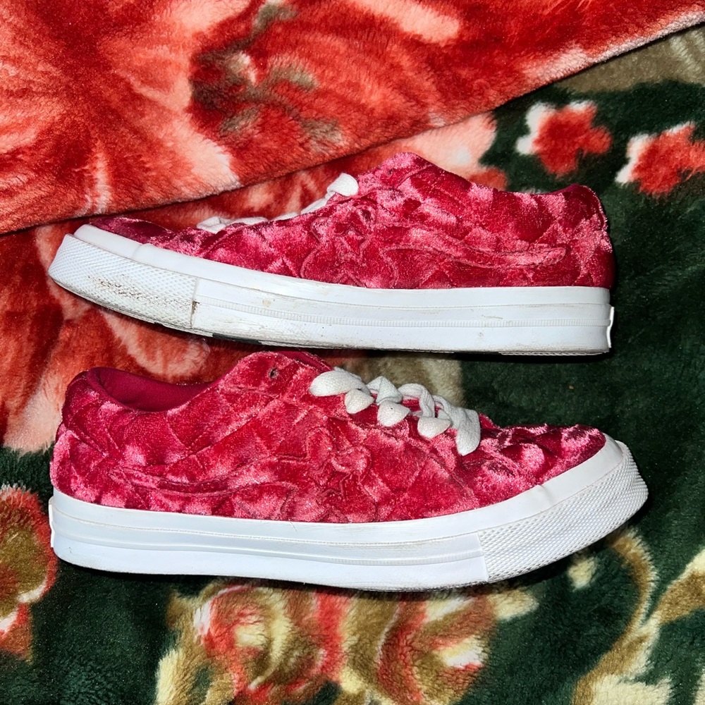 Tyler The Creator Red Fuzzy Converse Size 8 In Wo… - image 2